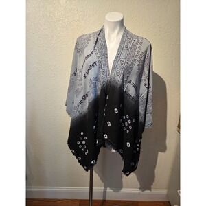 World Market Om Namah Shivaya Ombre Kimono Wrap Blue Black Rayon One Size